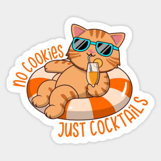 No Cookies Just Cocktails Funny Cat Sticker